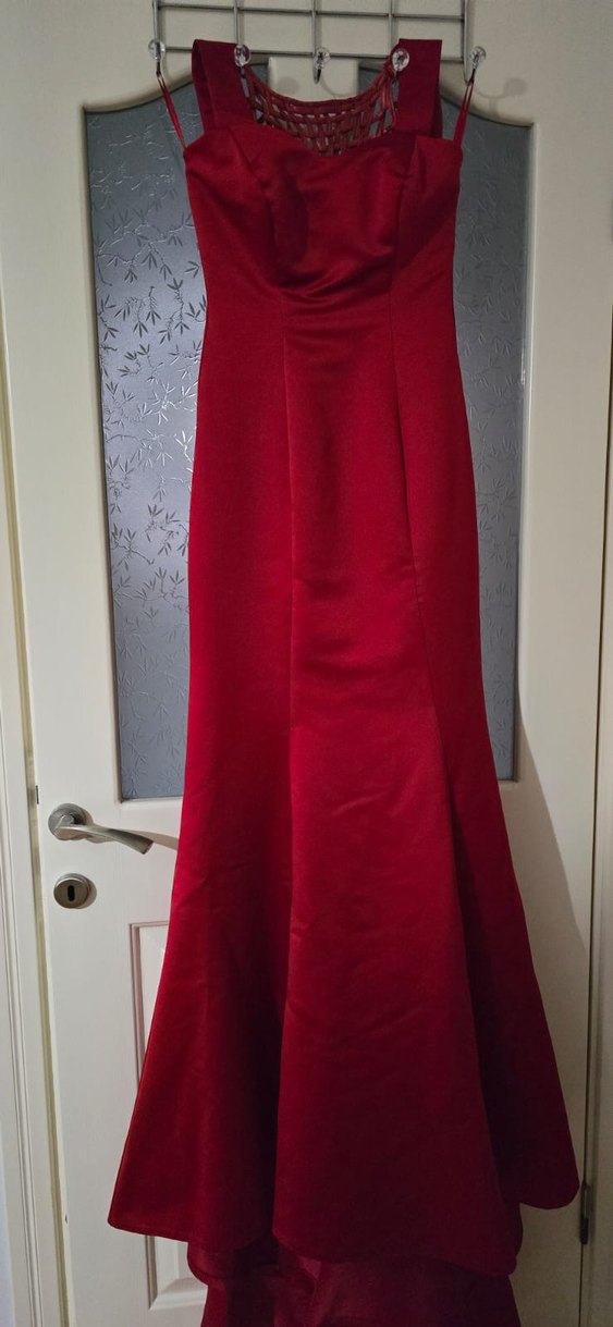 Kırmızı İşlemeli Midi Abiye Elbise - Görsel 2