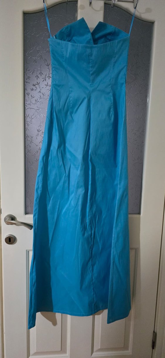 Uzun Mavi Drapeli Kadın Etek - Görsel 4