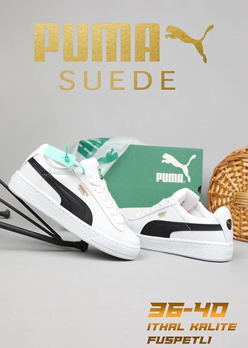 Beyaz Siyah Puma Suede Platform Kadın Spor Ayakkabı