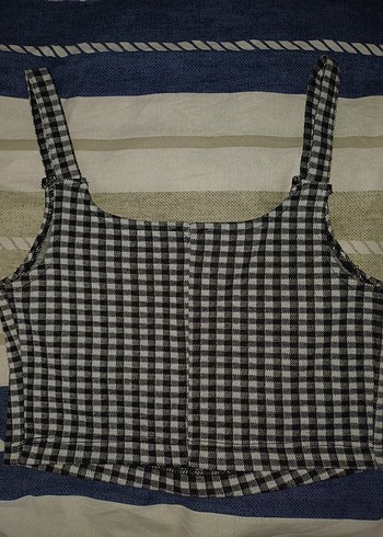River Island Siyah Beyaz Kareli Crop
