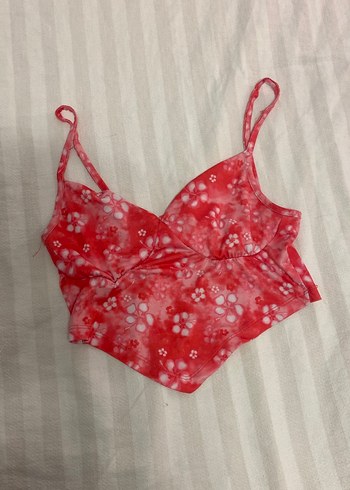 Kırmızı Bağlama Desenli Strappy Büstiyer