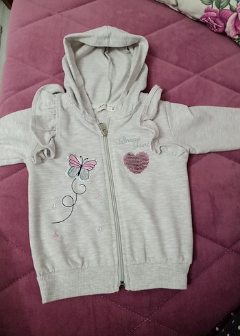 Kız Bebek Nakışlı Gri Fermuarlı Takım - Görsel 2