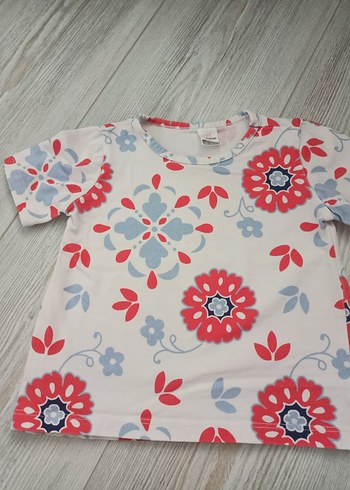 Kız Çocuk Pembe Kamuflaj Desenli Kısa Kollu Bluz - Görsel 2