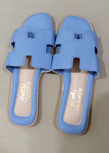 Hermes Mavi Kadın Terlik Stiletto Topuklu