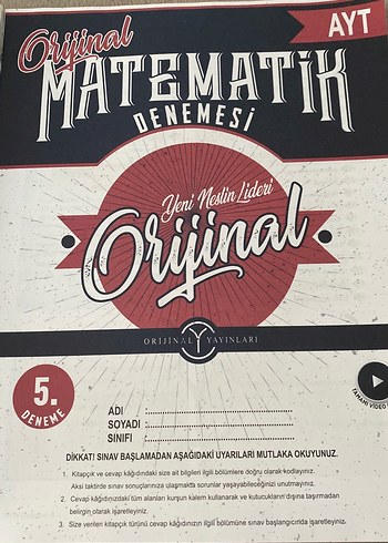  Orijinal ayt matematik denemesi