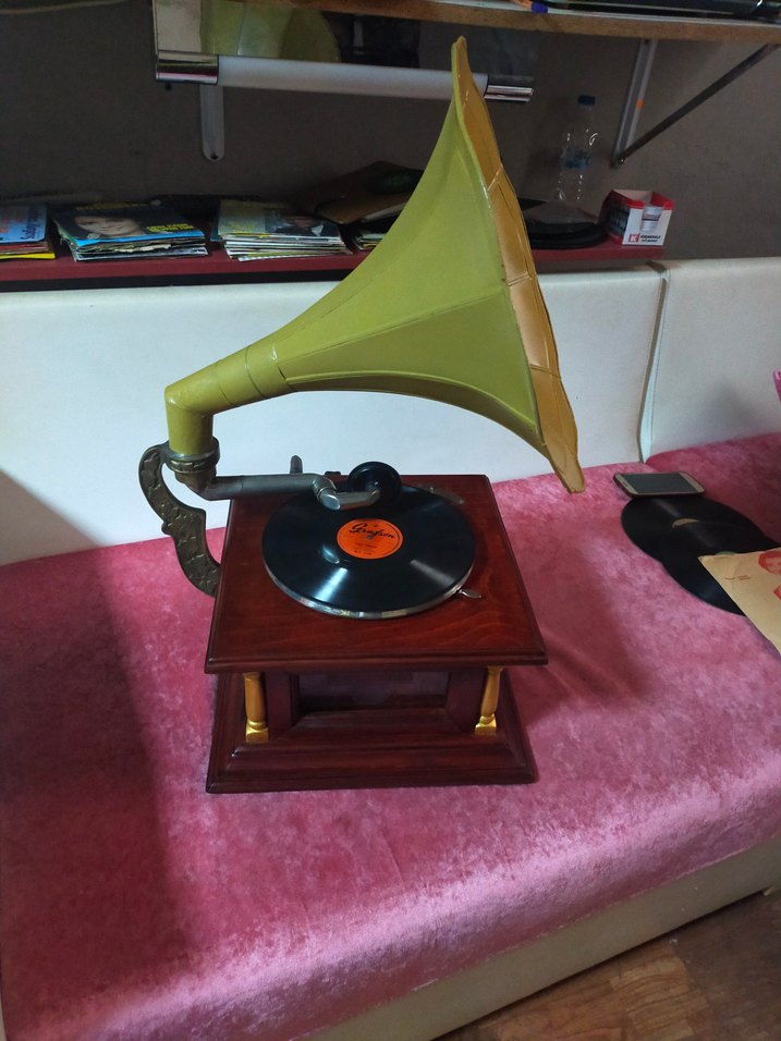 antika gramofon mükemmel - Görsel 5