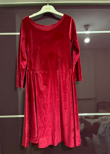 Bordo Kadife Midi Elbise