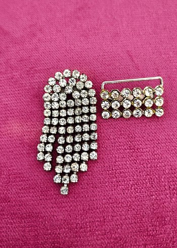 Parlak Taşlı Şık Vintage Broş Seti - Görsel 2