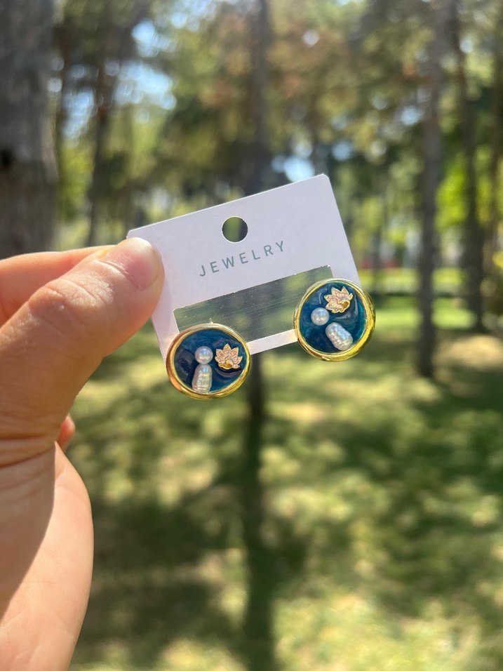 Renkli Mineli Küpe - Görsel 2