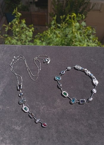 7 renk element kolye ve bileklik set