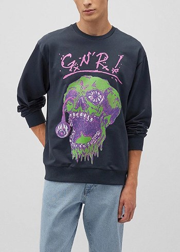 Gri Baskılı Erkek Sweatshirt MAVİ MARKA