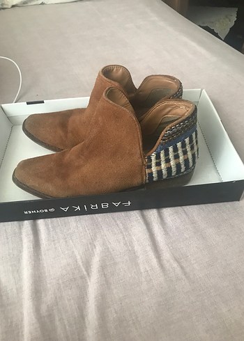 Kahverengi Süet Bohem Topuklu Kadın Bot mango - Görsel 3