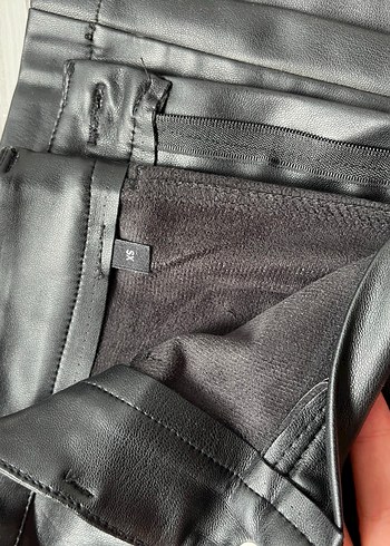 xs Beden Siyah Deri Kadın Pantolon Midi Boy