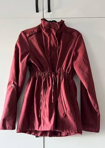 40 Beden bordo Renk Bordo Düğmeli Midi Kadın Ceket