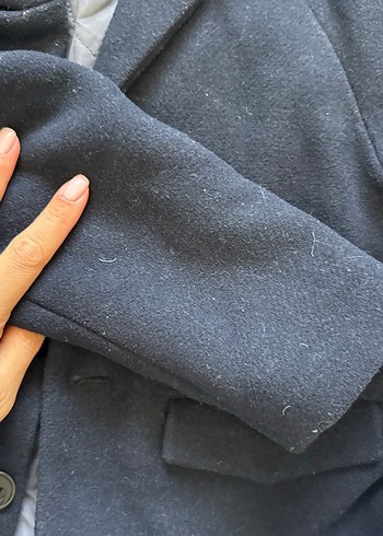 Düğmeli Yün Lacivert Erkek Kaban - Görsel 2