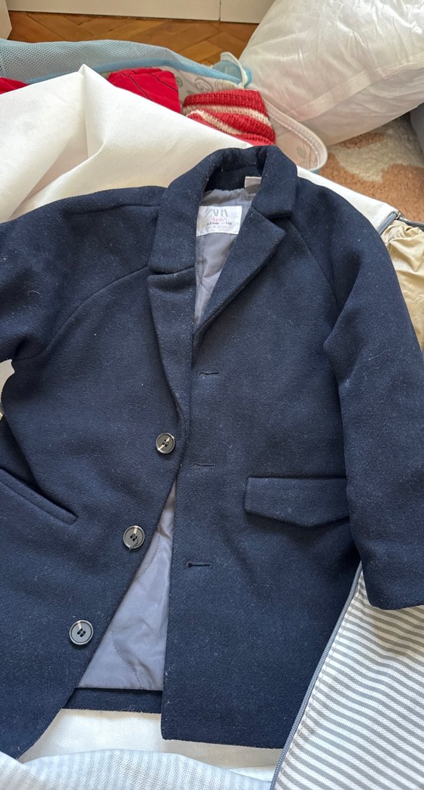 Düğmeli Yün Lacivert Erkek Kaban - Görsel 5