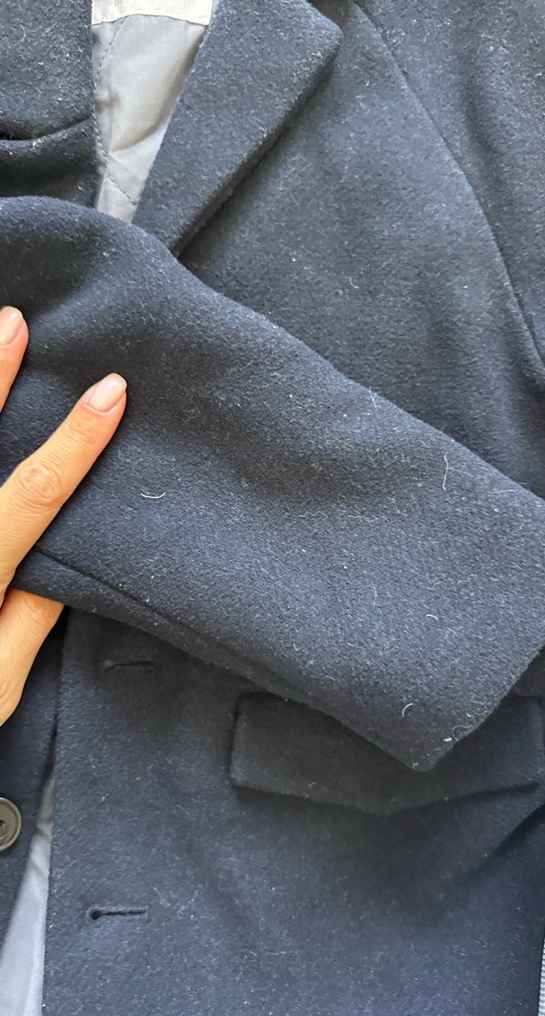 Düğmeli Yün Lacivert Erkek Kaban - Görsel 2