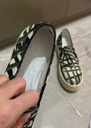 Yeşil Gri Bağlamalı Desenli Platform Kadın Spor Ayakkabı - Görsel 2