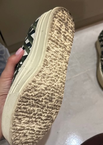 Yeşil Gri Bağlamalı Desenli Platform Kadın Spor Ayakkabı - Görsel 4