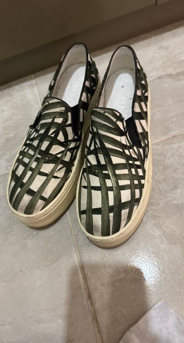 Yeşil Gri Bağlamalı Desenli Platform Kadın Spor Ayakkabı - Görsel 5