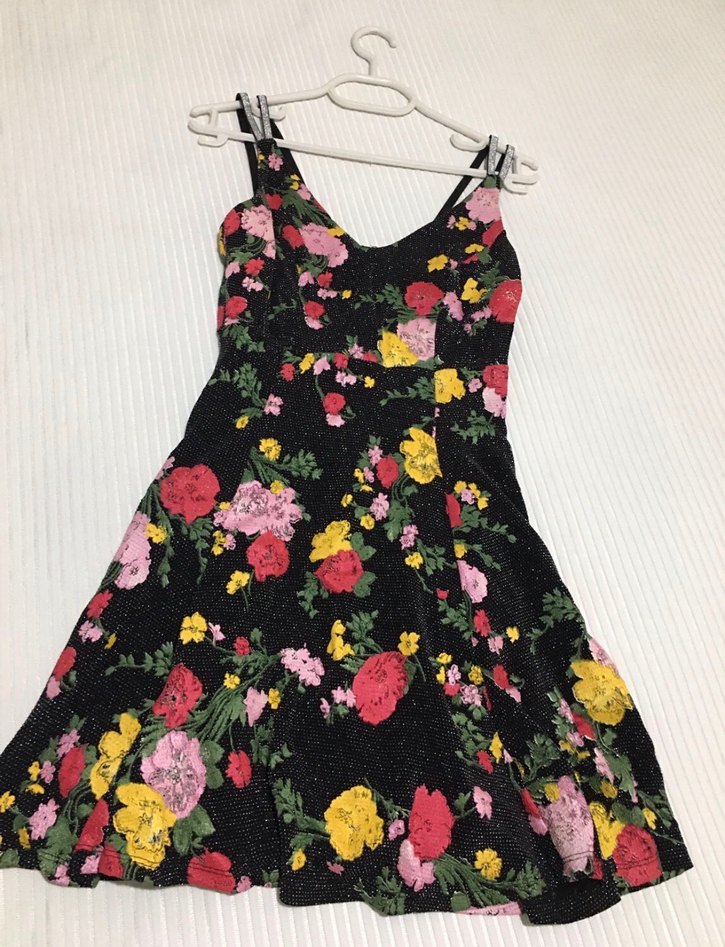 Çiçek Desenli Askılı Midi Elbise - Görsel 2