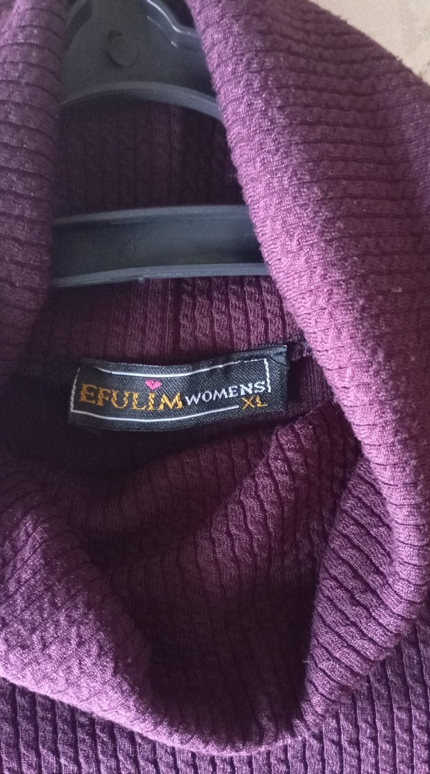 Bordo Yüksek Yakalı Uzun Triko Elbise - Görsel 4