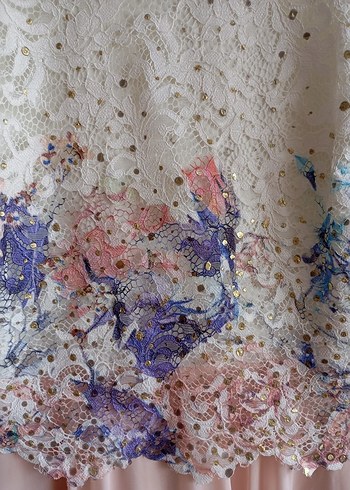 Dantel Detaylı Uzun Pembe Nişan Elbisesi - Görsel 4