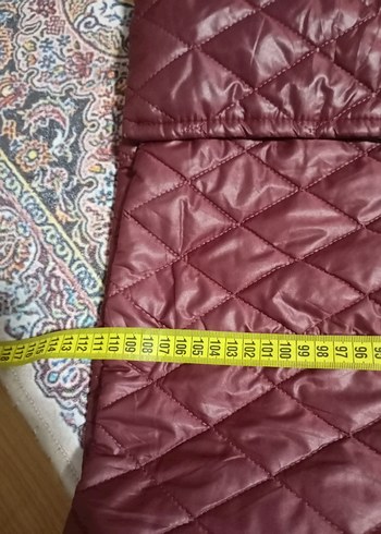 Bordo Parlak Düğmeli Kadın Midi Mont - Görsel 7