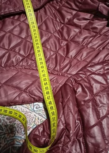 Bordo Parlak Düğmeli Kadın Midi Mont - Görsel 5