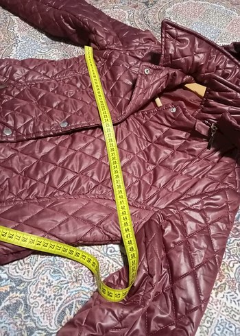 Bordo Parlak Düğmeli Kadın Midi Mont - Görsel 6