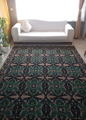 Koyu Yeşil Desenli Geleneksel kilim - Görsel 2