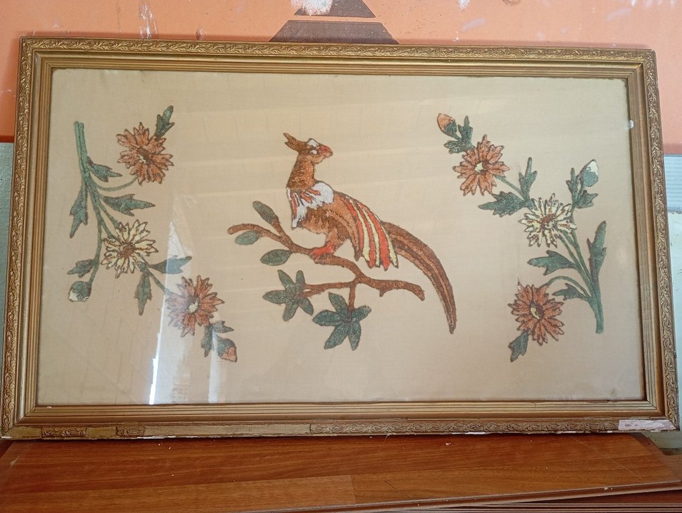 Kahverengi Kuşlu Çiçekli Tablo - Görsel 2