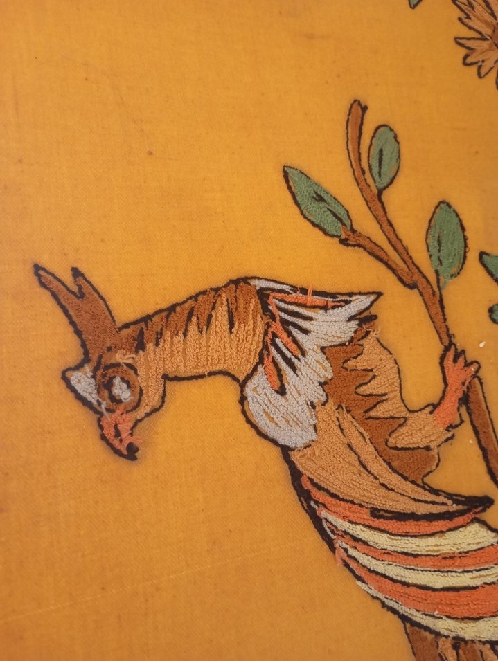 Kahverengi Kuşlu Çiçekli Tablo - Görsel 3