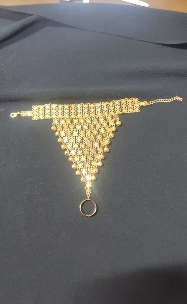 Altın Renkli Pul İşlemeli Kadın El Zinciri - Görsel 2