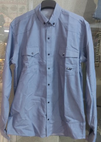 Gri Mavi Denim Erkek Gömlek