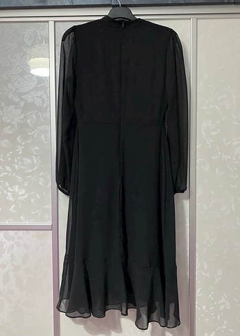 Siyah Midi Uzun Kollu Kadın Elbise - Görsel 3