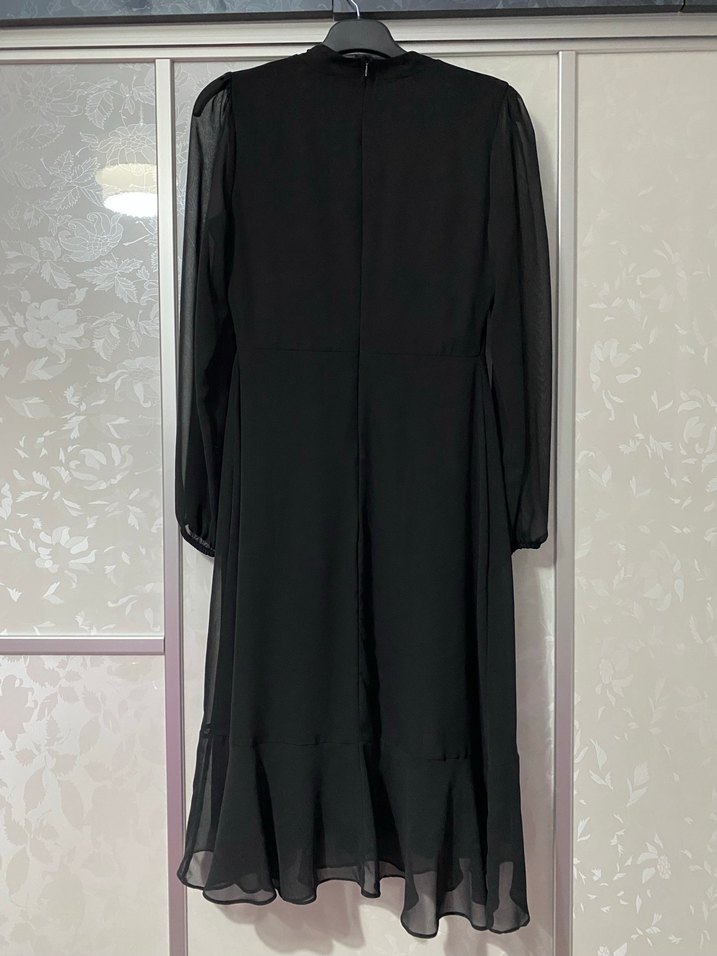 Siyah Midi Uzun Kollu Kadın Elbise - Görsel 3