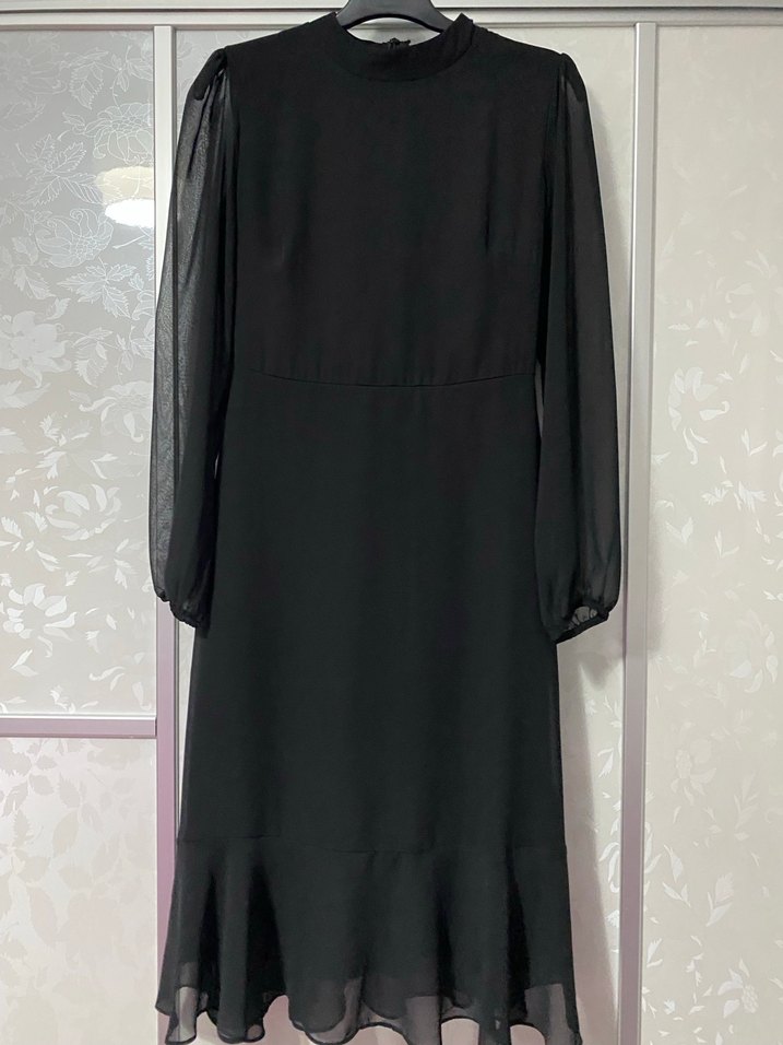 Siyah Midi Uzun Kollu Kadın Elbise - Görsel 2