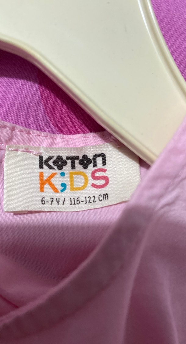 Pembe Keten Kız Çocuk Elbise - Görsel 3