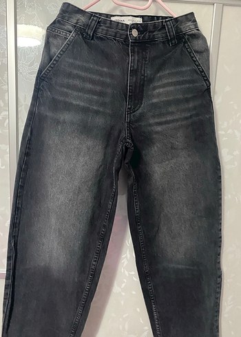 Gri Kadın Denim Bol Kesim Bagy Pantolon - Görsel 2