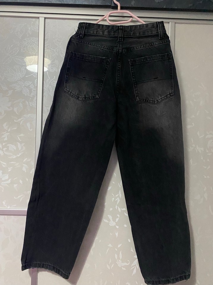 Gri Kadın Denim Bol Kesim Bagy Pantolon - Görsel 3