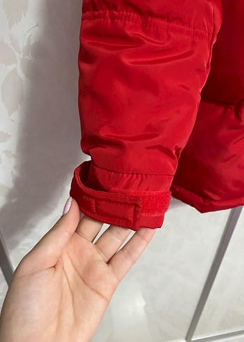 Düğmeli Kırmızı Kadın Kışlık Mont - Görsel 5