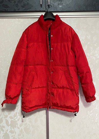 Düğmeli Kırmızı Kadın Kışlık Mont - Görsel 2