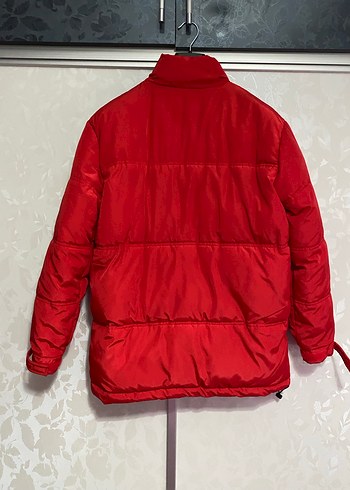 Düğmeli Kırmızı Kadın Kışlık Mont - Görsel 4