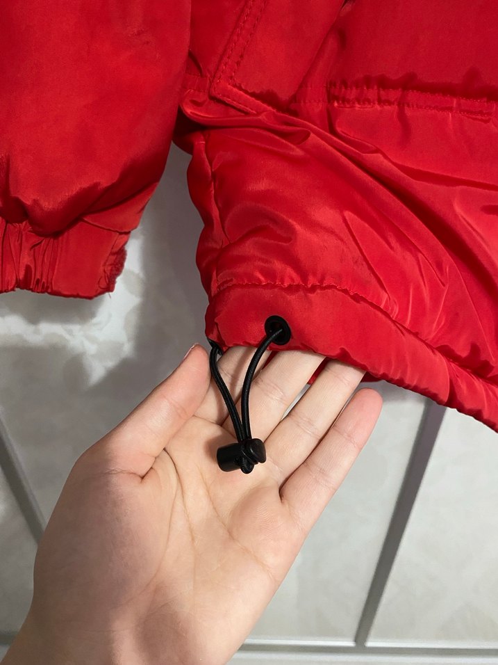 Düğmeli Kırmızı Kadın Kışlık Mont - Görsel 3