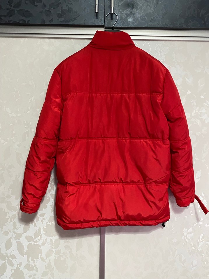 Düğmeli Kırmızı Kadın Kışlık Mont - Görsel 4