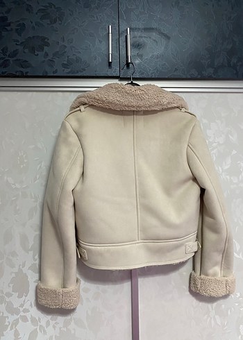 Kürklü Bej Süet Kadın Ceket - Görsel 4