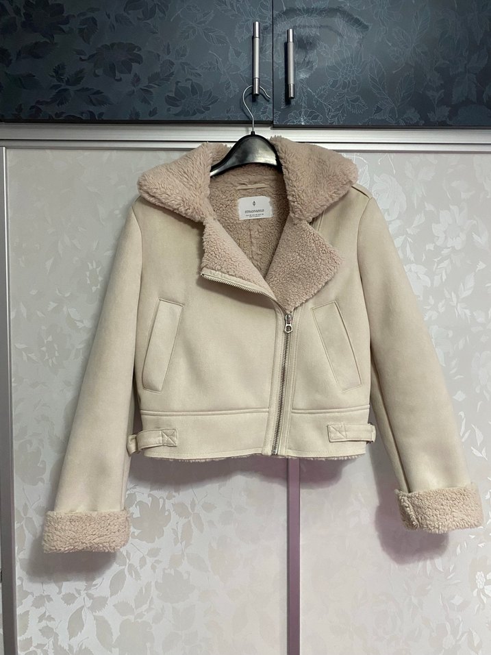 Kürklü Bej Süet Kadın Ceket - Görsel 2