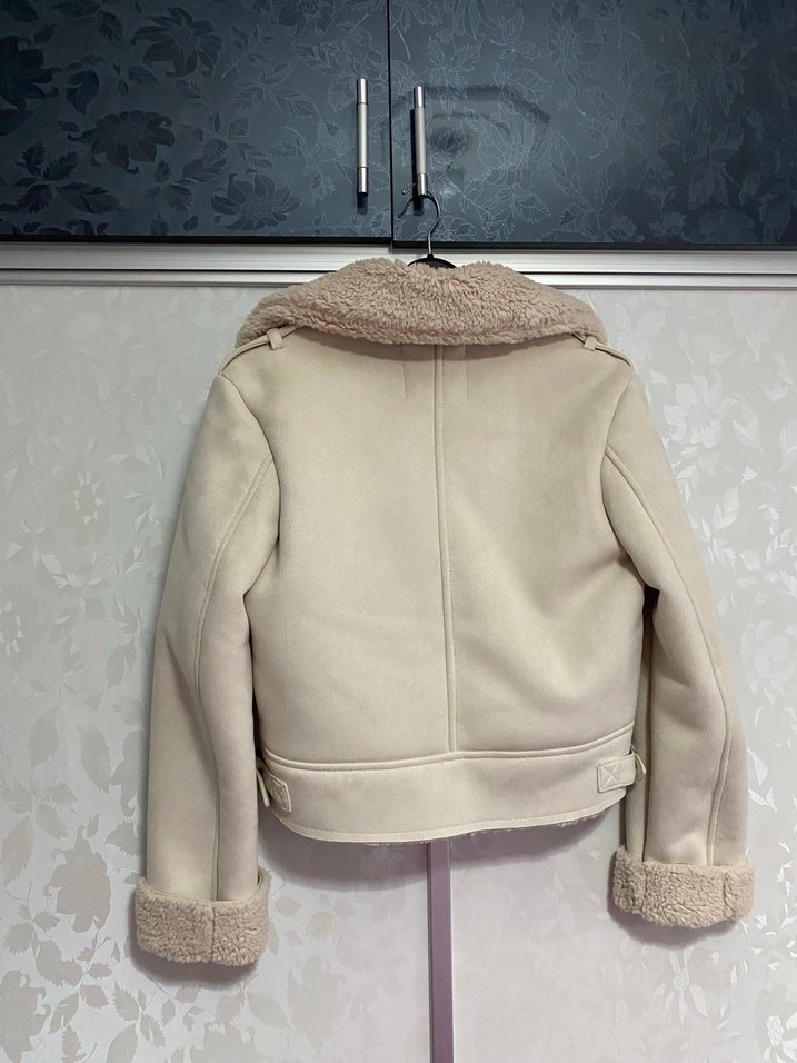 Kürklü Bej Süet Kadın Ceket - Görsel 4