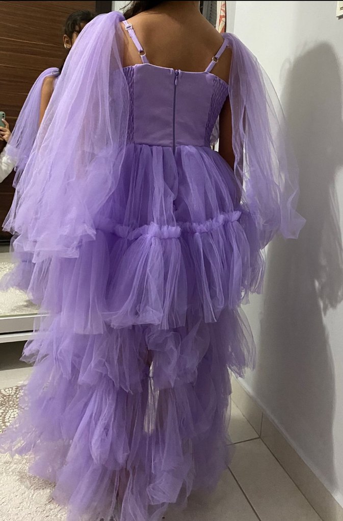 Mor Drapeli Bohem Çocuk Abiye Elbise - Görsel 2